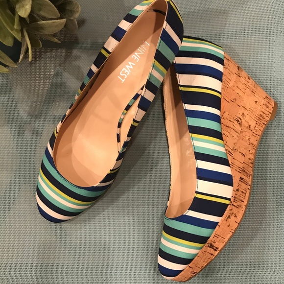 Nine West Shoes - Nine West Summer Striped Cork Wedges